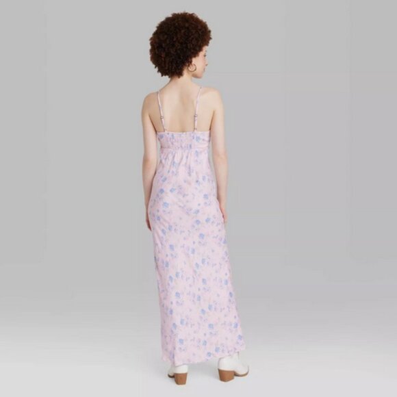 Women's Ruched Front Maxi Slip Dress - Wild Fable Pink Floral XXL - Picture 4 of 4